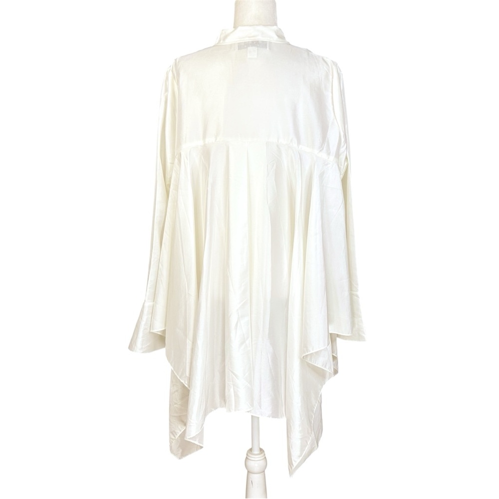 Rubin Singer 16 Taffeta Top Unique Lagenlook Asymmetrical Ivory Flowy - Picture 3 of 11
